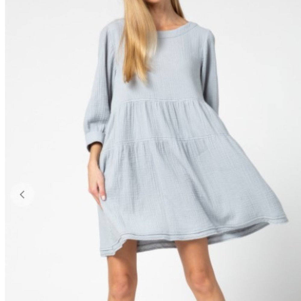 TIERED SCOOP NECK DRESS